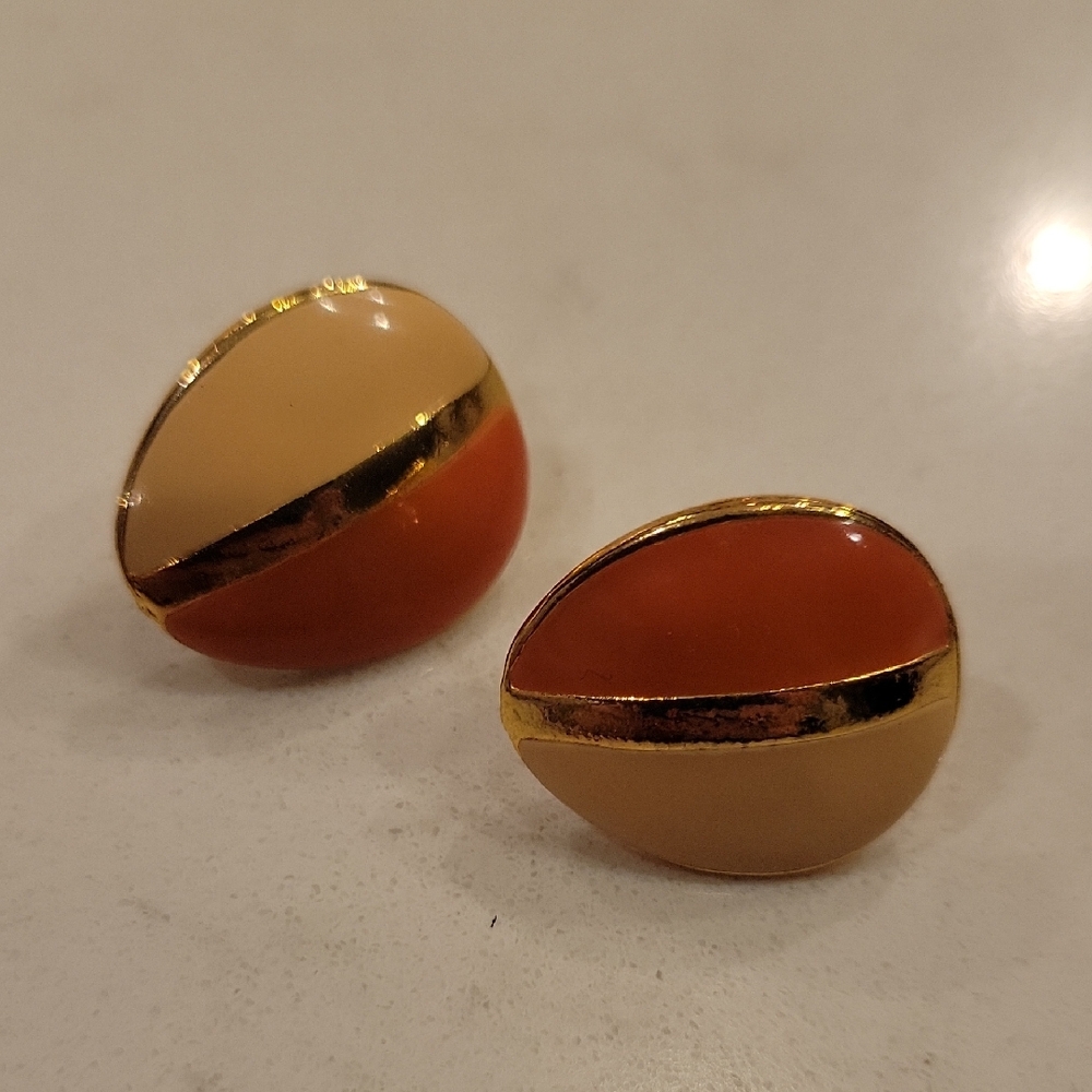 Vintsge Gold and Orange Earrings